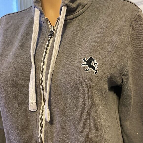 VINTAGE Y2K Express Gray Fleece Hoodie FULLZIP Jacket SMALL Unisex Outdoor Logo - Picture 8 of 11